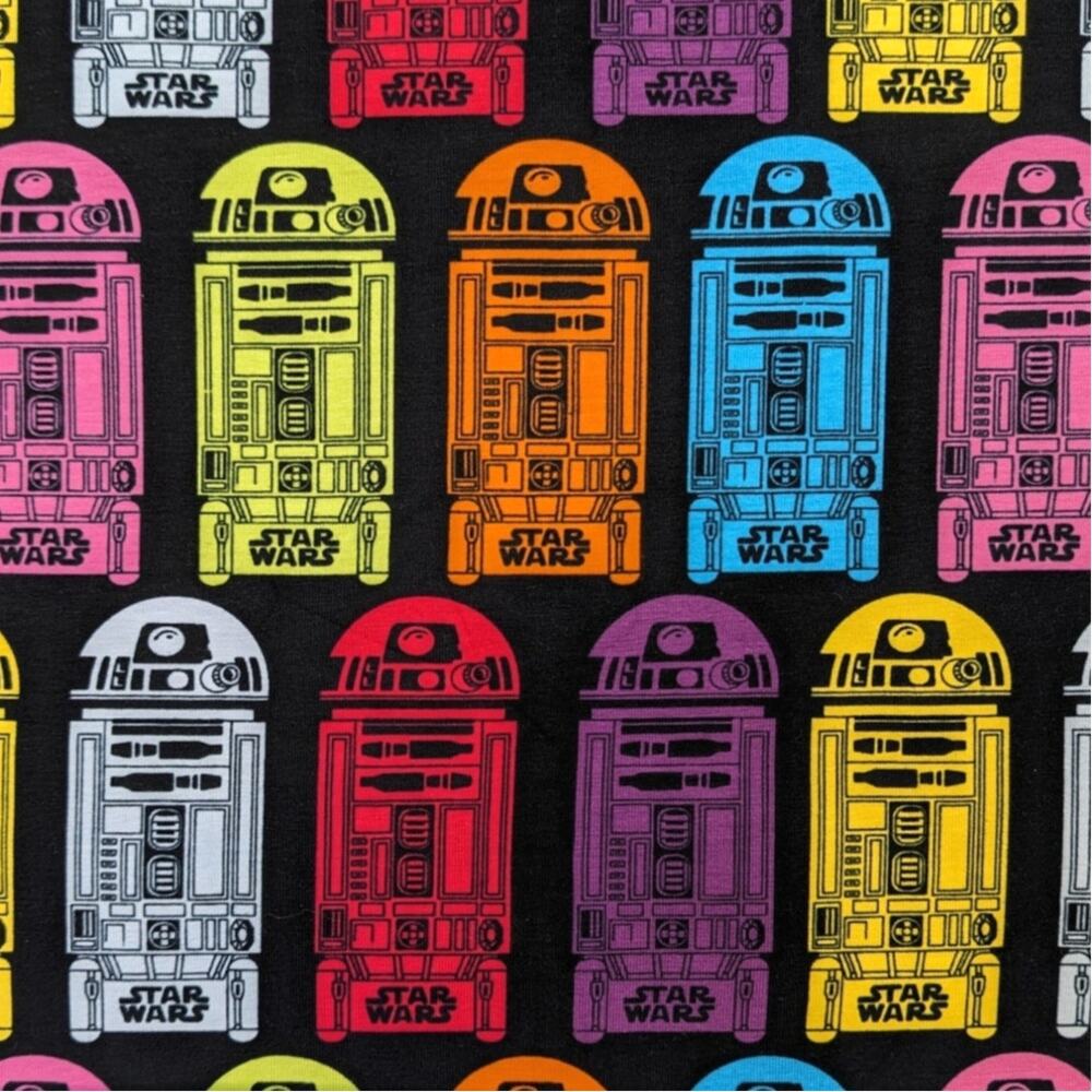 3 Yards Vintage STAR WARS R2-D2 Stretch Knit CAMELOT Fabric Colorful Cute Robots